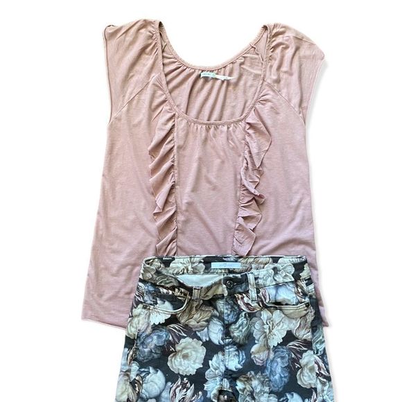 UO Kimchi Blue • Dusty Rose Frill Front Tee - Picture 2 of 15